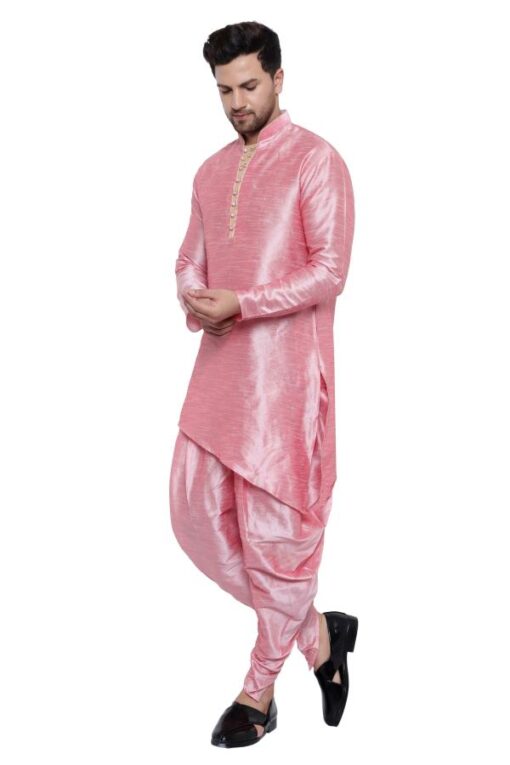 VOLRIX Men Silk Dhoti Kurta Set - Image 4