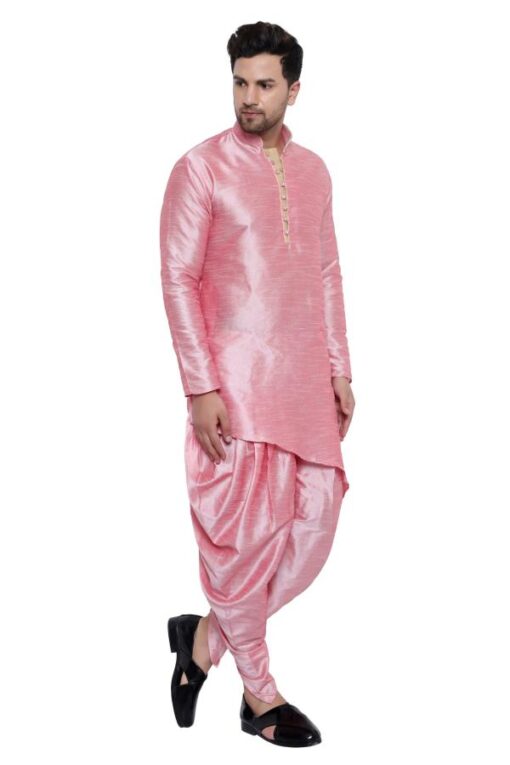 VOLRIX Men Silk Dhoti Kurta Set - Image 5
