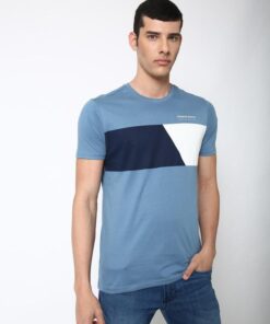 Crew-Neck T-shirt with Contrast Panel