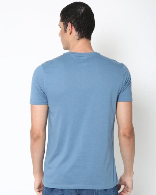 Crew-Neck T-shirt with Contrast Panel - Image 2