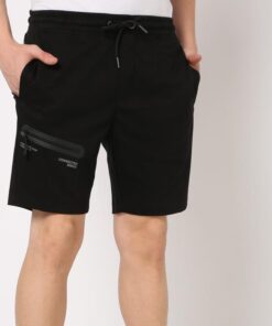 Drawstring Waist Flat-Front City Shorts