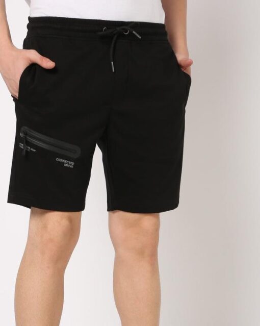 Drawstring Waist Flat-Front City Shorts