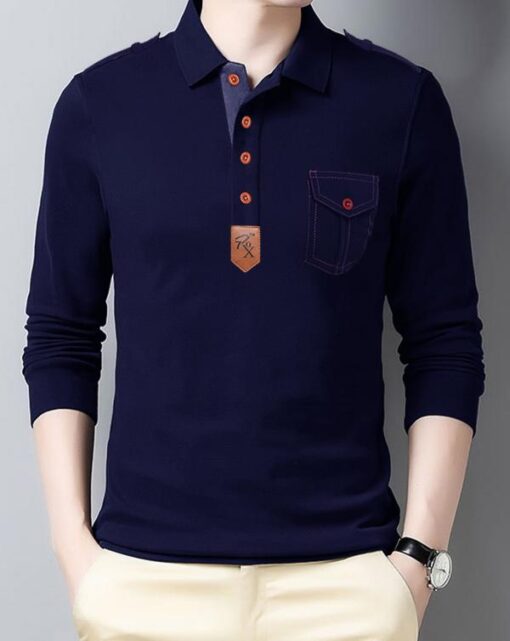 EYEBOGLER Mens Collar Neck Regular Fit Full Sleeve Sleeve T-Shirt
