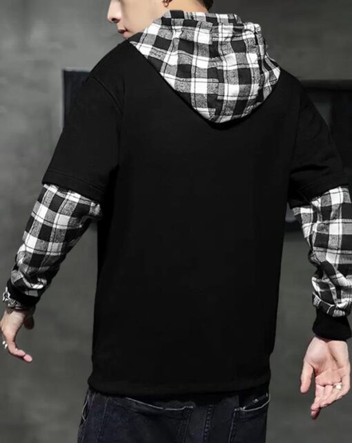 EYEBOGLER Mens Hooded Neck Regular Fit Full-length Sleeve T-Shirt - Image 2