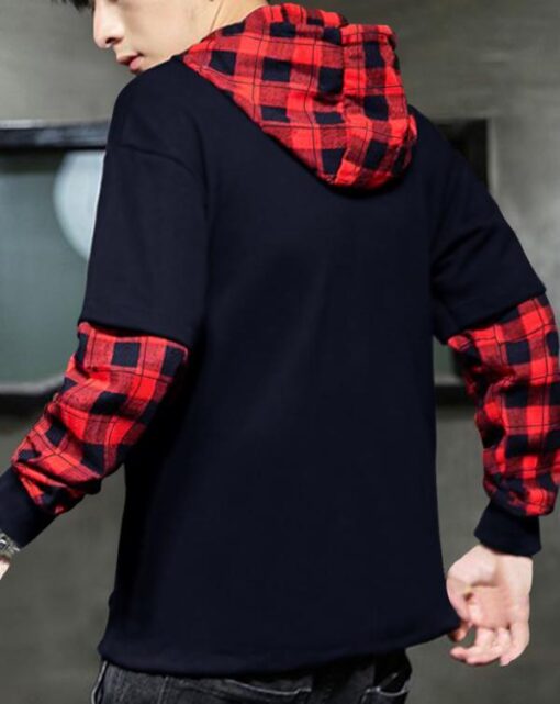 EYEBOGLER Mens Hooded Neck Regular Fit Full-length Sleeve T-Shirt - Image 6