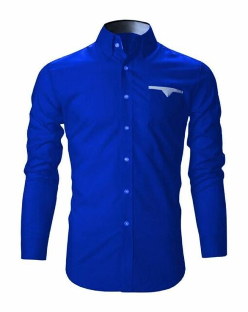 Life Roads Royal blue Pure Cotton Slim fit Casual shirt For Men - Image 4