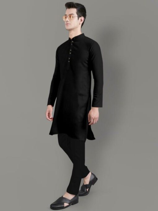 IrisTheStudio Men Blue Solid Cotton Kurta Pyjama Set (XL)