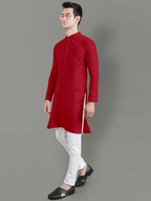 IrisTheStudio Men Blue Solid Cotton Kurta Pyjama Set (XL) - Image 6