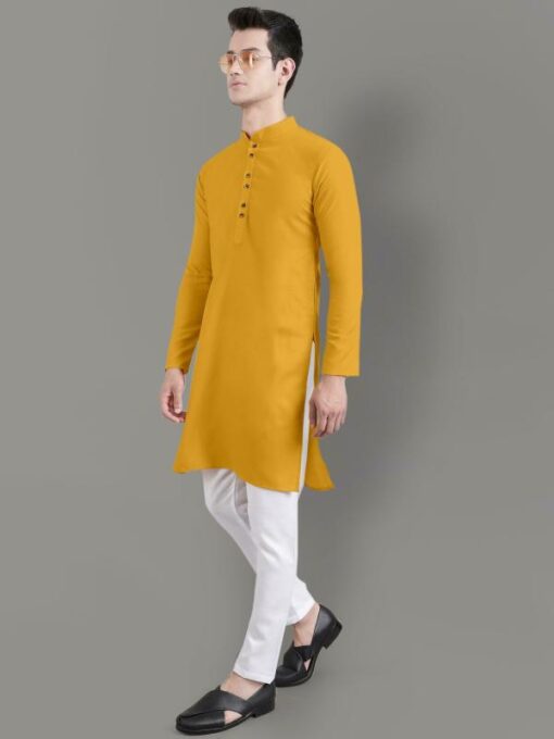 IrisTheStudio Men Blue Solid Cotton Kurta Pyjama Set (XL) - Image 8