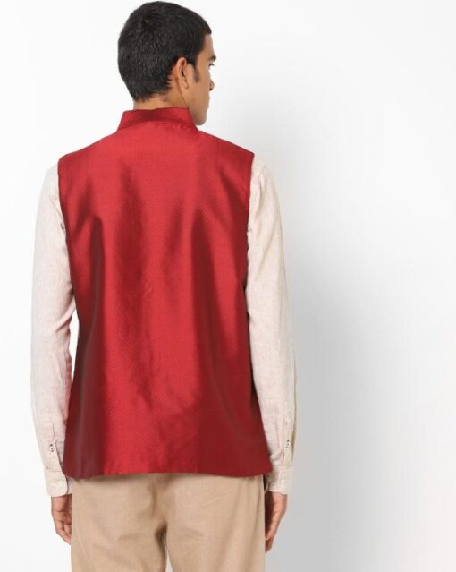 Slim Fit Nehru Jacket with Welt Pockets - Image 2