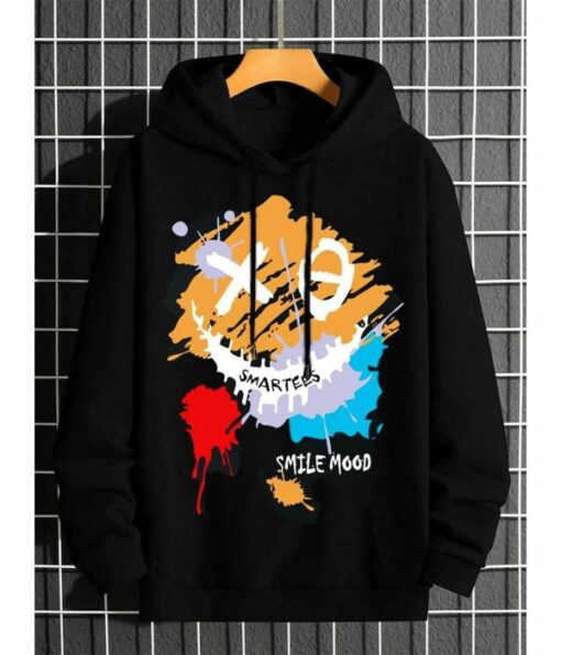 Smartees Black Full-length Sleeve Hooded Neck Hooded T-shirt