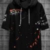 Smartees Men Black Printed Cotton Blend Hooded Tshirt