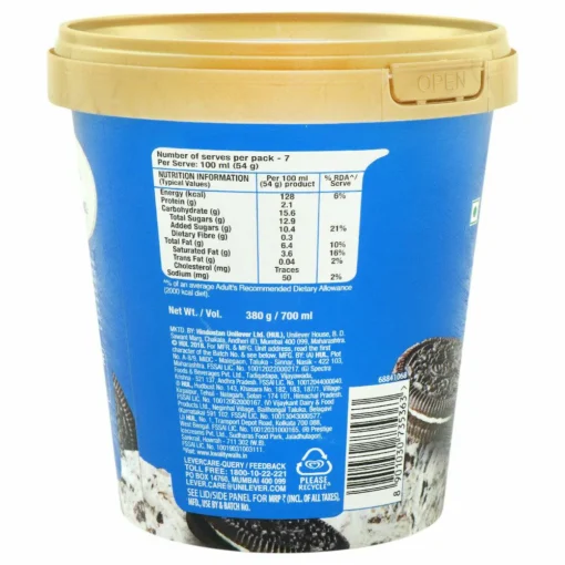 Kwality Wall's Oreo And Cream Ice Cream 700 ml (Tub) - Image 8