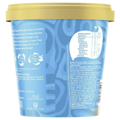 Kwality Wall's The Dairy Factory Slow Churned Vanilla Ice Cream Tub 700 ml - Image 2