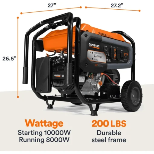 10,000 / 8,000 Watt Generac Portable Generator With Electric Start – GP8000E - Image 3