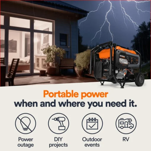 10,000 / 8,000 Watt Generac Portable Generator With Electric Start – GP8000E - Image 6